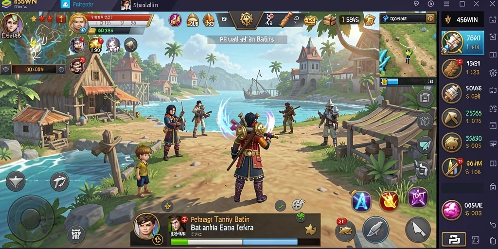 Screenshot gameplay Open World 456WIN dengan karakter menjelajahi dunia yang luas.