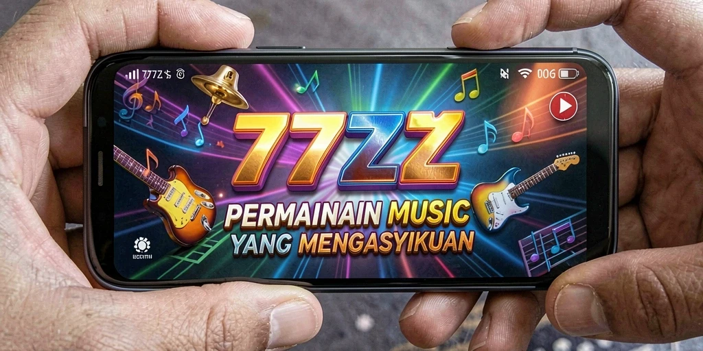 Screenshot menunjukkan tampilan gameplay musik yang dinamis dan interaktif.