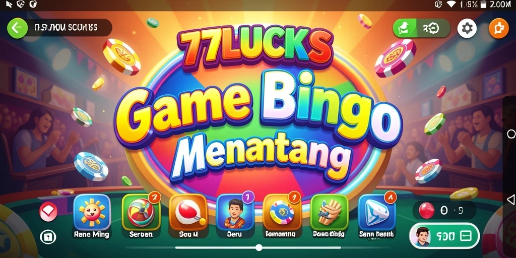 Screenshot utama 77LUCKS menampilkan gameplay Bingo yang seru.