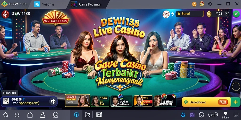 Screenshot gameplay DEWI138 menampilkan dealer langsung dalam aksi.
