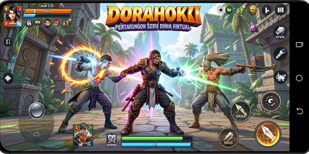 Gameplay seru DORAHOKI dengan pertarungan karakter yang epik.
