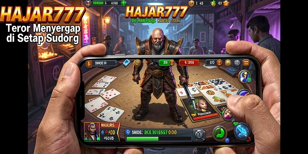 Screenshot gameplay HAJAR777 menampilkan suasana mencekam dengan hantu-hantu menyeramkan.