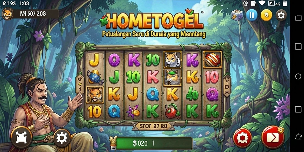 Screenshot HOMETOGEL menunjukkan gameplay seru dengan lingkungan menantang.
