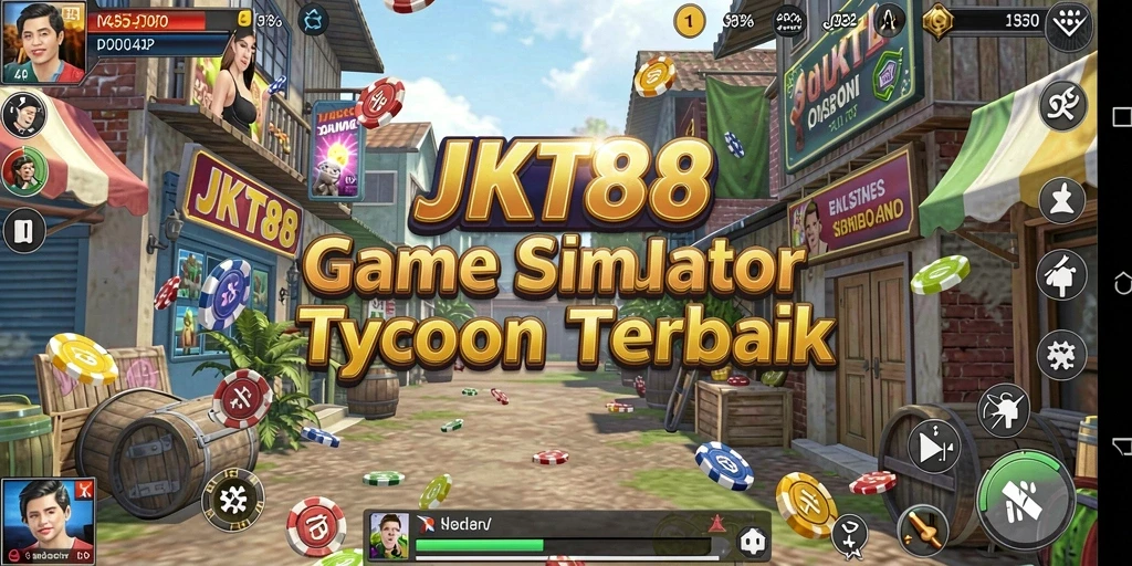 Screenshot utama JKT88 menampilkan elemen gameplay Tycoon yang menantang.