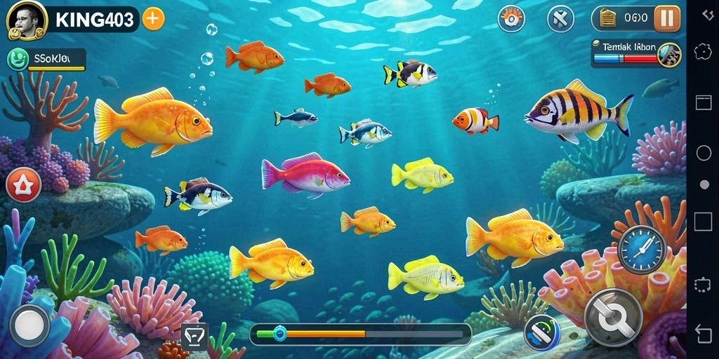 Screenshot KING403 menampilkan aksi menarik dalam Tembak Ikan.