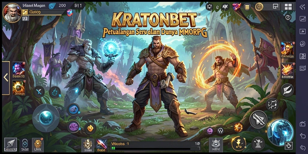 Tampilan gameplay mendebarkan dari KRATONBET di dunia MMORPG.