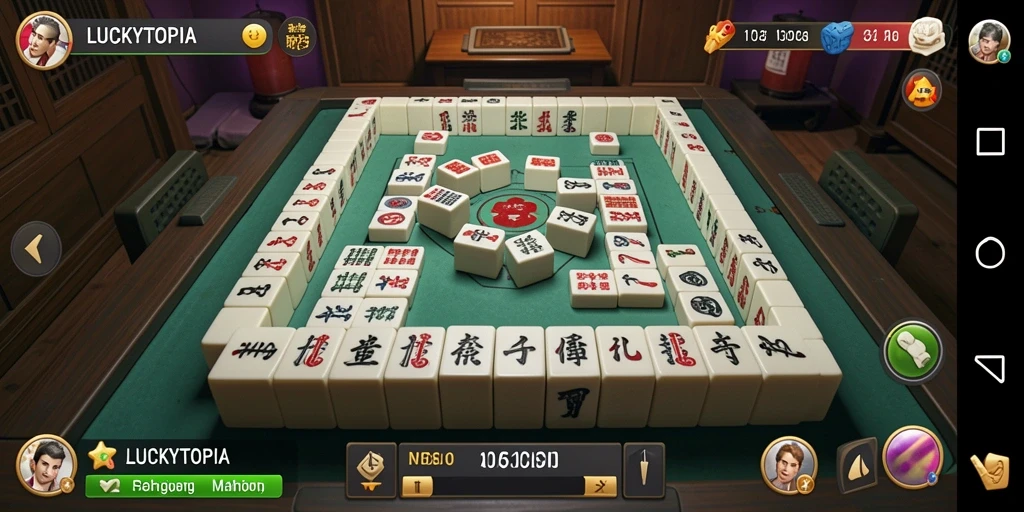 Tampilan gameplay Mahjong yang menantang dan seru di LUCKYTOPIA.
