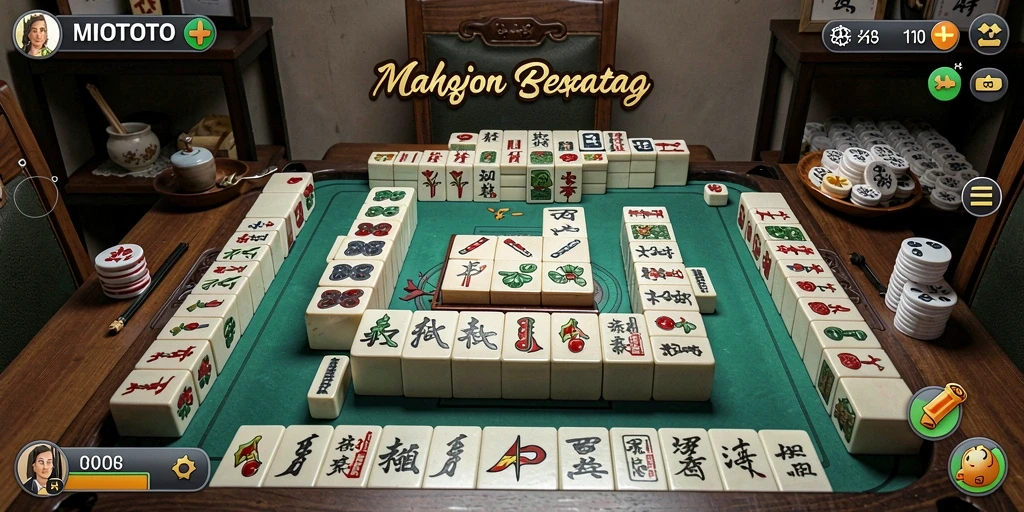 Screenshot MIOTOTO menunjukkan gameplay Mahjong yang seru.