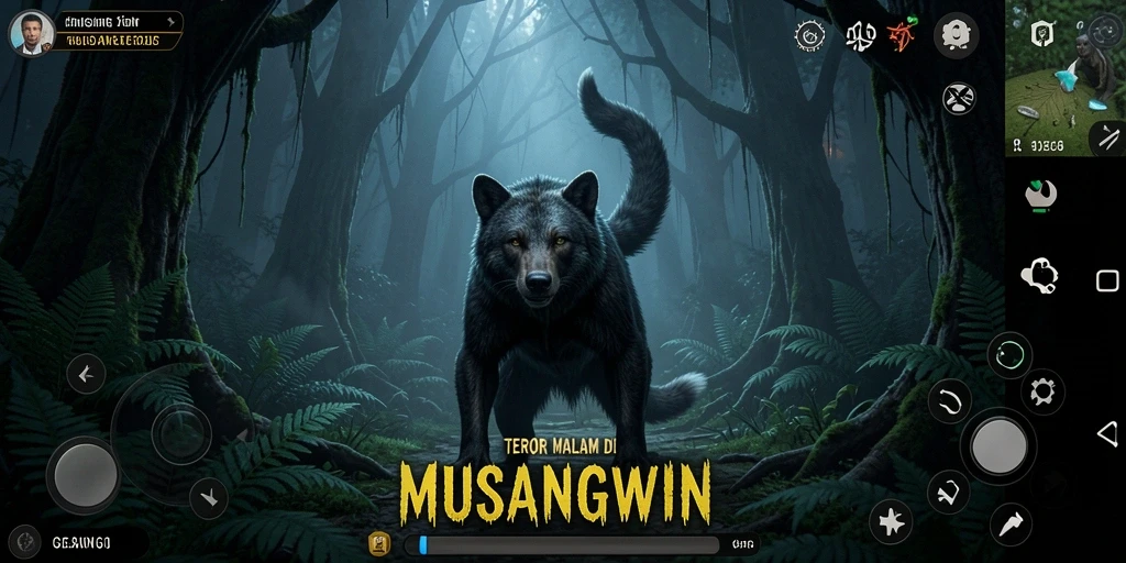 Screenshot MUSANGWIN menampilkan ketegangan dan suasana mencekam dalam permainan.