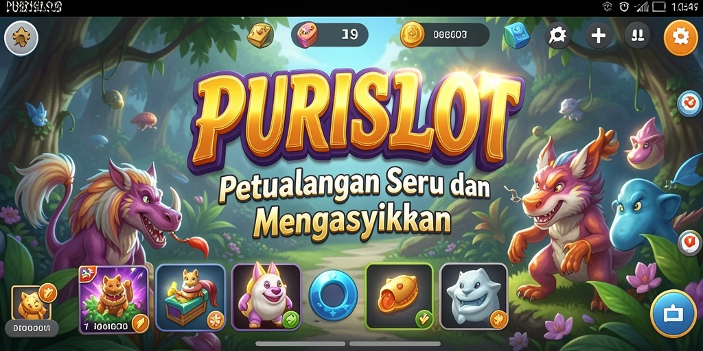 Tangkapan layar <strong>PURISLOT</strong> menunjukkan aksi petualangan yang mendebarkan dan penuh warna.