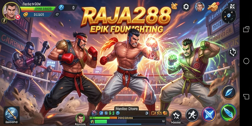Tampilan pertarungan seru dalam RAJA288 dengan efek visual yang menakjubkan.