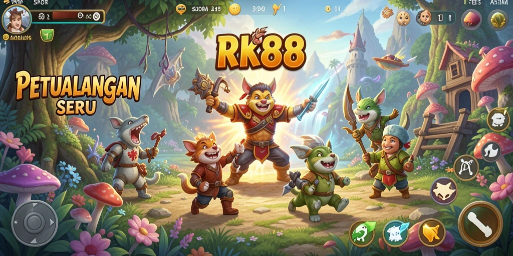 Screenshot gameplay RK88 yang menampilkan aksi petualangan mendebarkan.