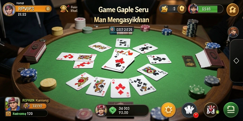 Screenshot RPVIP3 menampilkan gameplay Gaple yang seru.