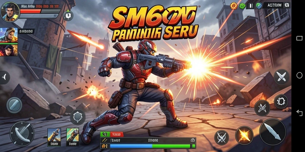 Tangkapan layar utama SM605 menunjukkan aksi tempur yang mendebarkan.