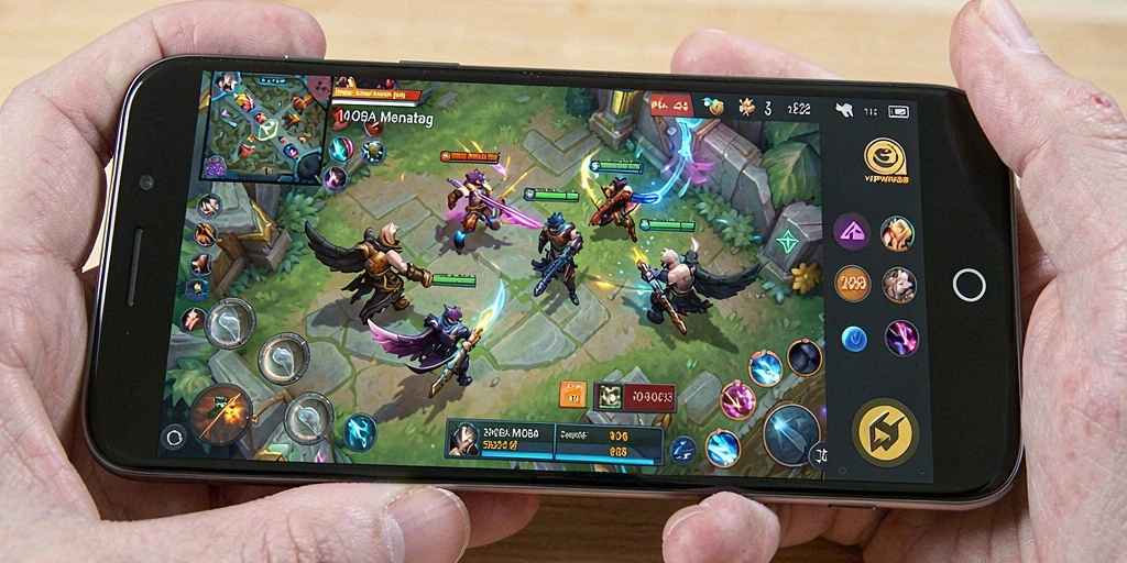 Tangkapan layar gameplay MOBA yang intens dan mendebarkan.